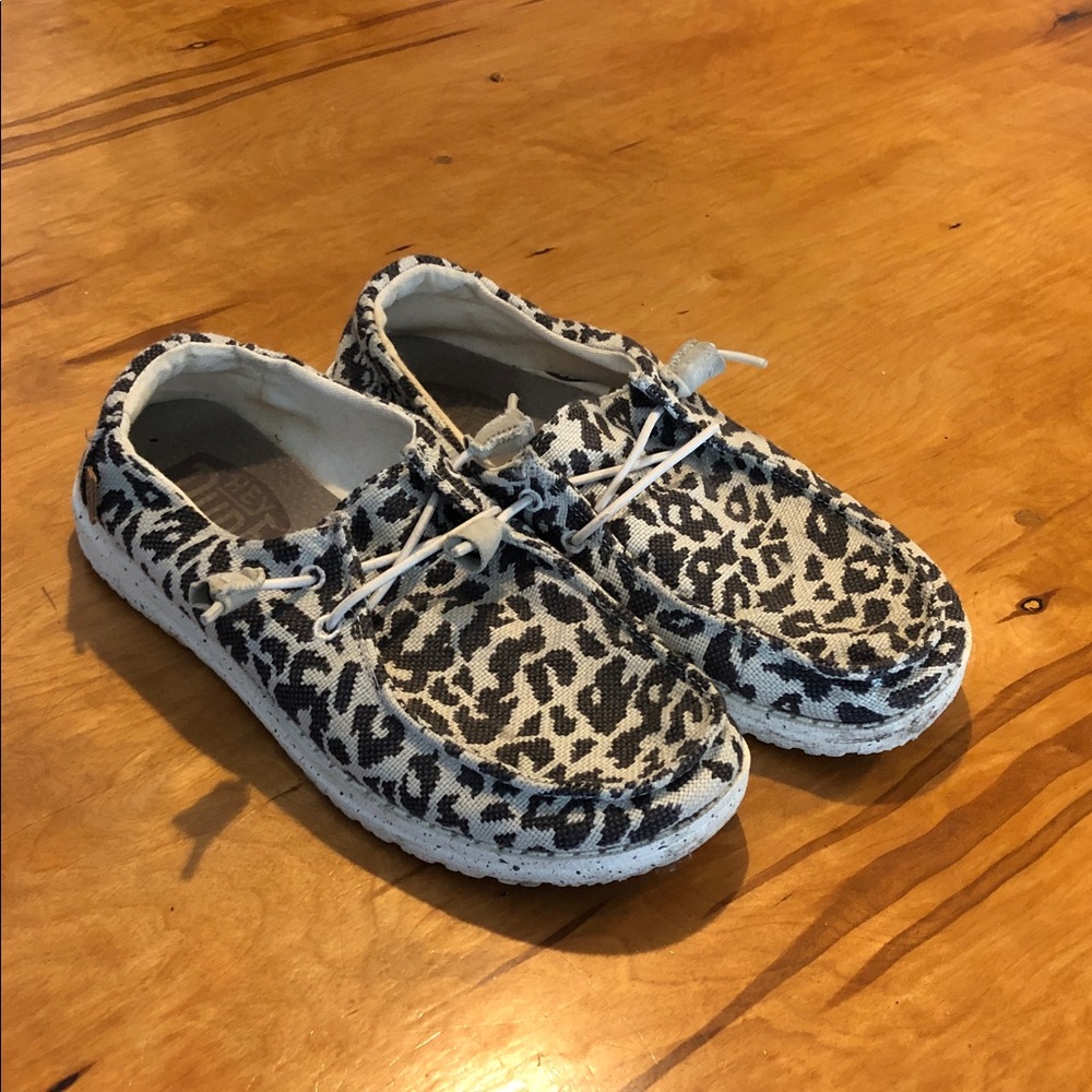 Hey Dude Women's Leopard-Print Slip-On Loafers in Black & White
